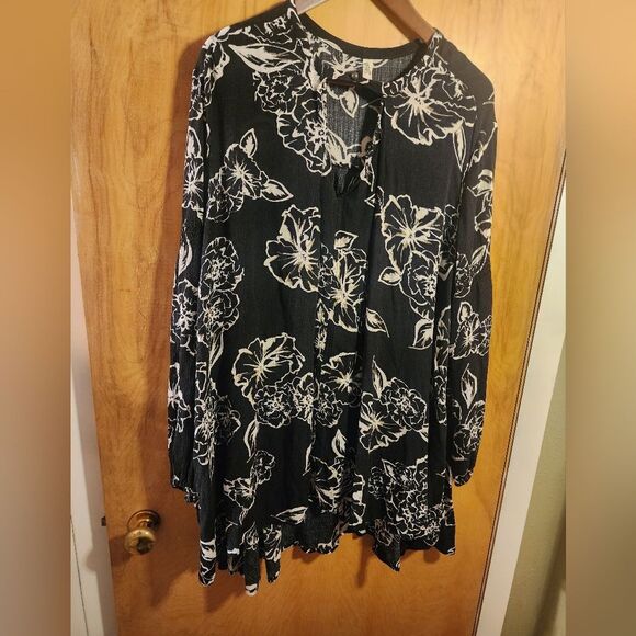 Free People Small Lost In You Printed Tunic Dress Floral Flowy High Neck Hippie - Picture 5 of 11